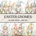 Easter Gnomes Clipart Bundle - 10 PNG Files