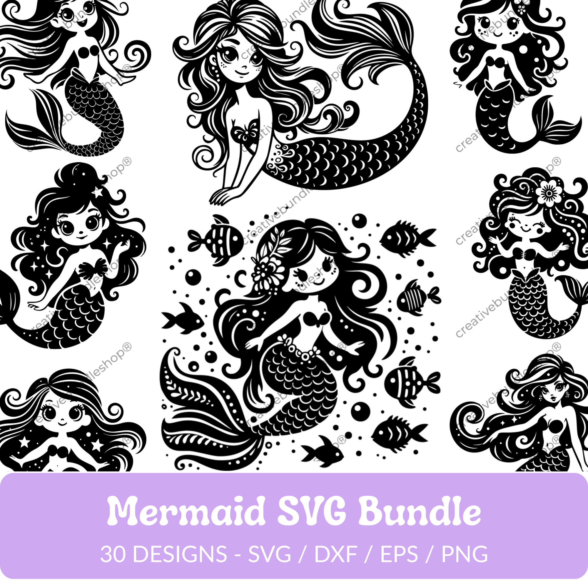 Mermaid SVG Bundle - 30 Designs