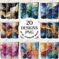 Alcohol Ink Tumbler Wrap Bundle - 20 Designs PNG 20 oz