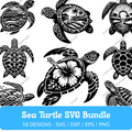 Sea Turtle SVG Bundle - 18 Designs