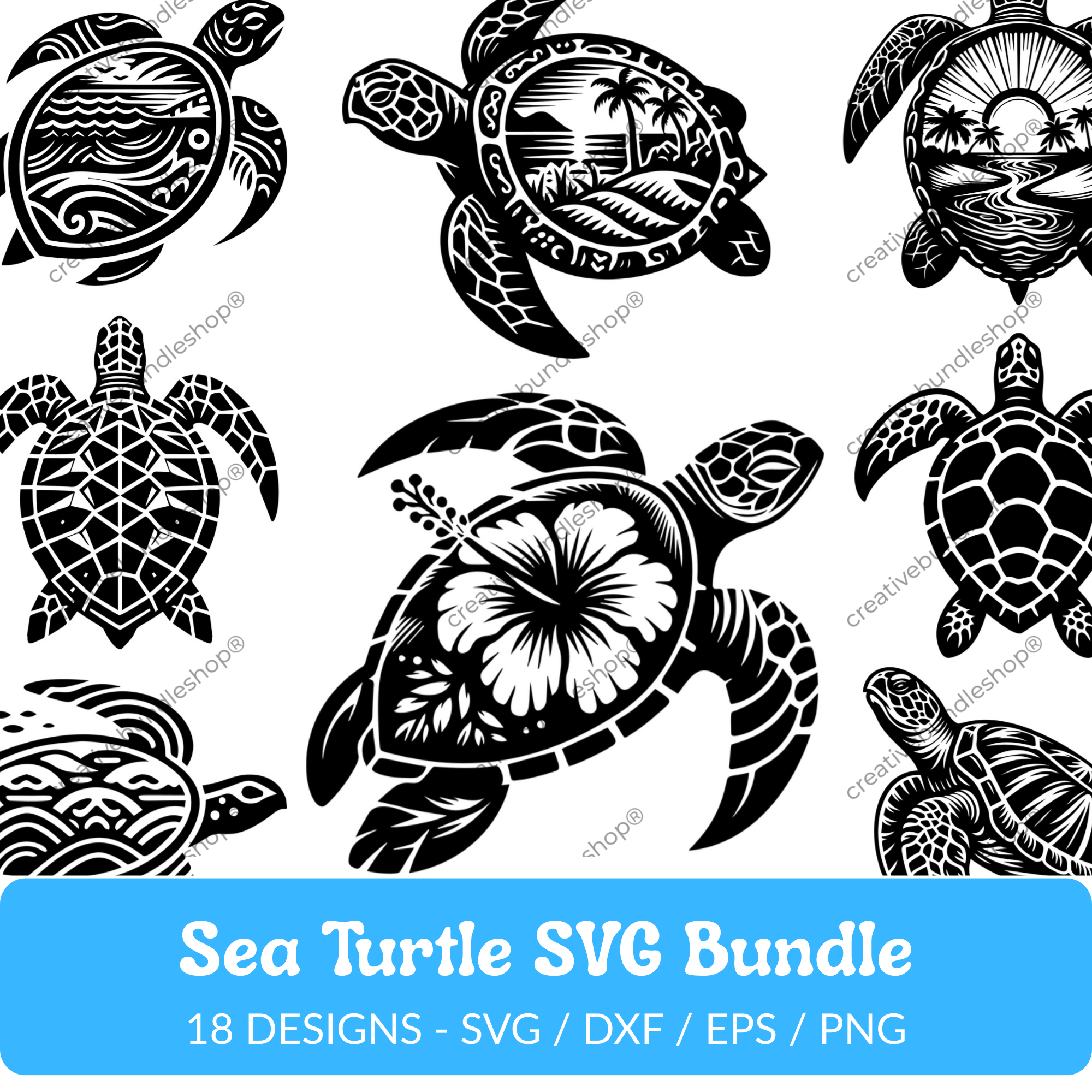 Sea Turtle SVG Bundle - 18 Designs