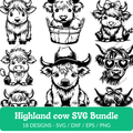 Highland Cow SVG Bundle - 18 Designs