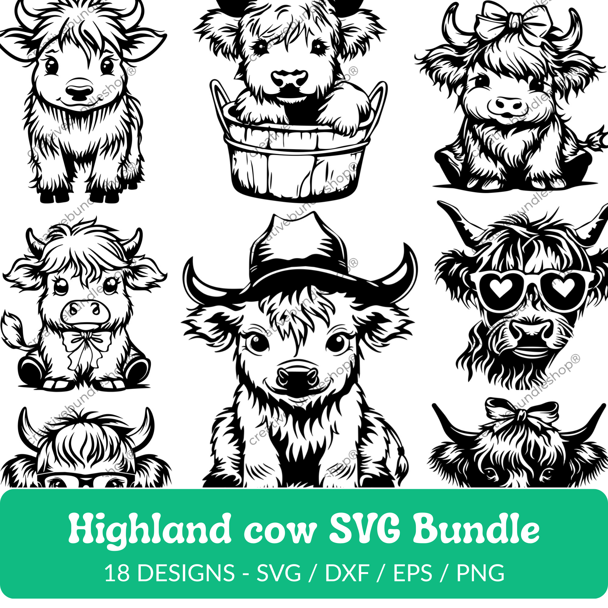 Highland Cow SVG Bundle - 18 Designs