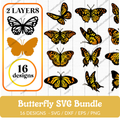 Butterfly SVG Bundle - 16 Designs