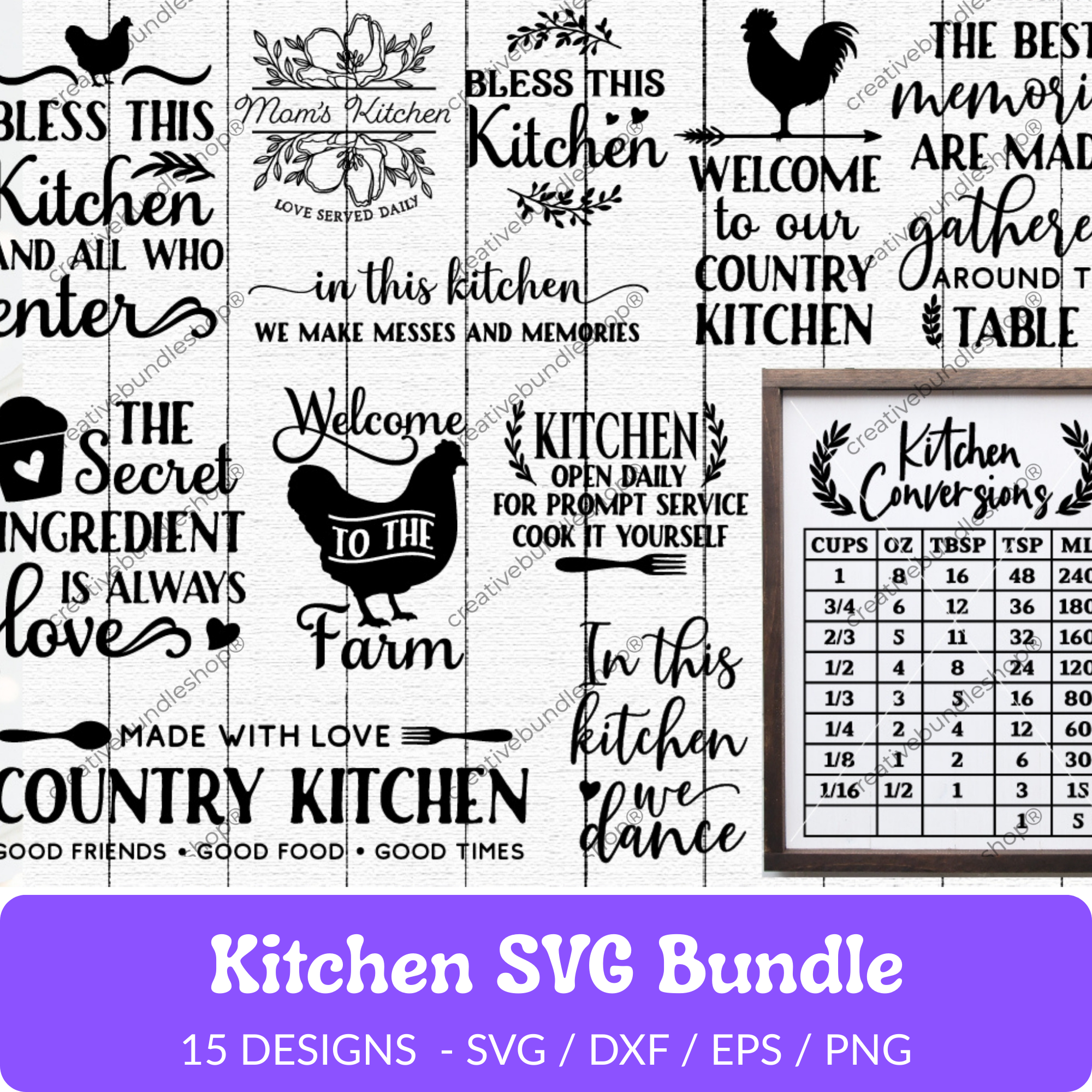 Kitchen SVG Bundle - 15 Designs
