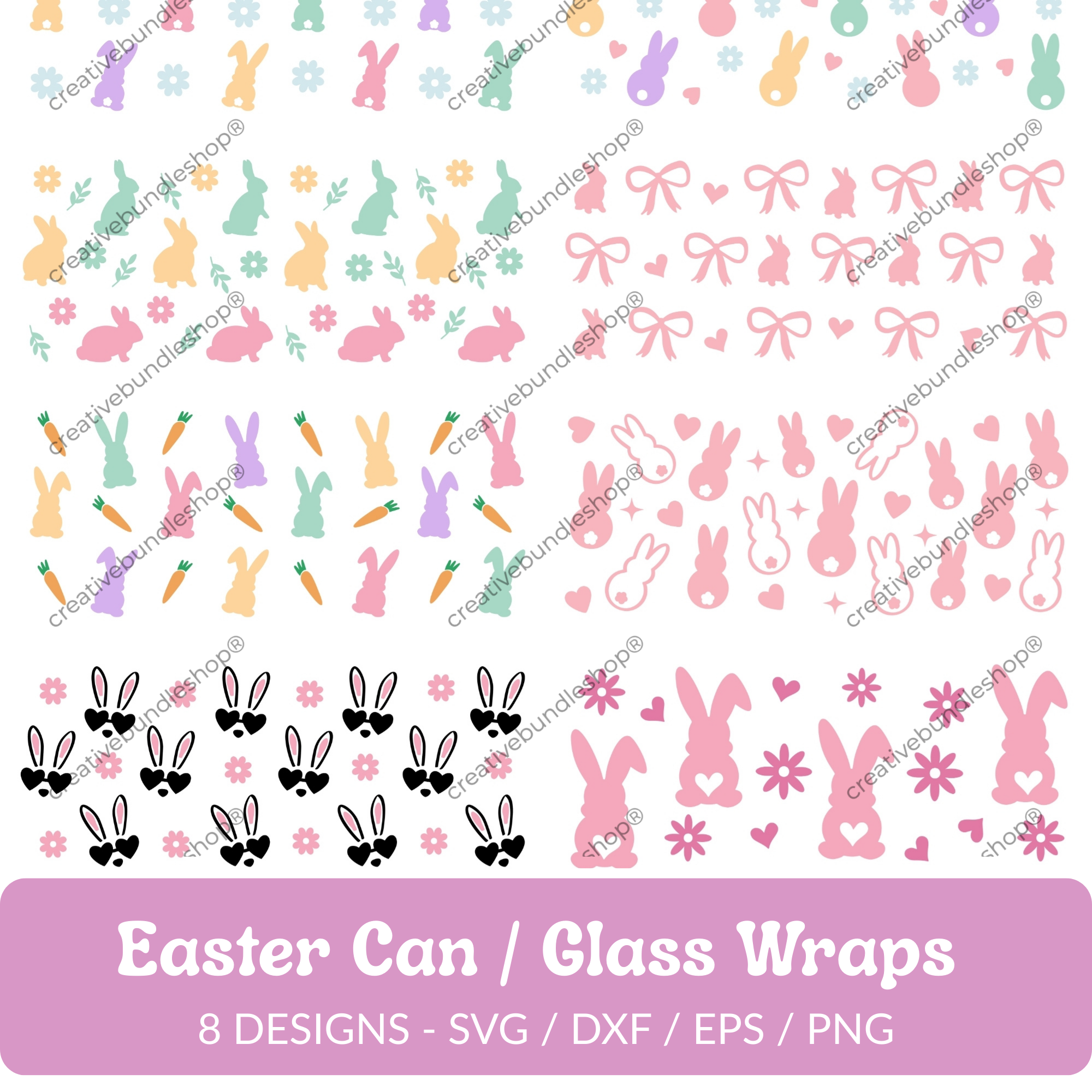 Easter Can/Glass Wraps SVG Bundle - 8 Designs