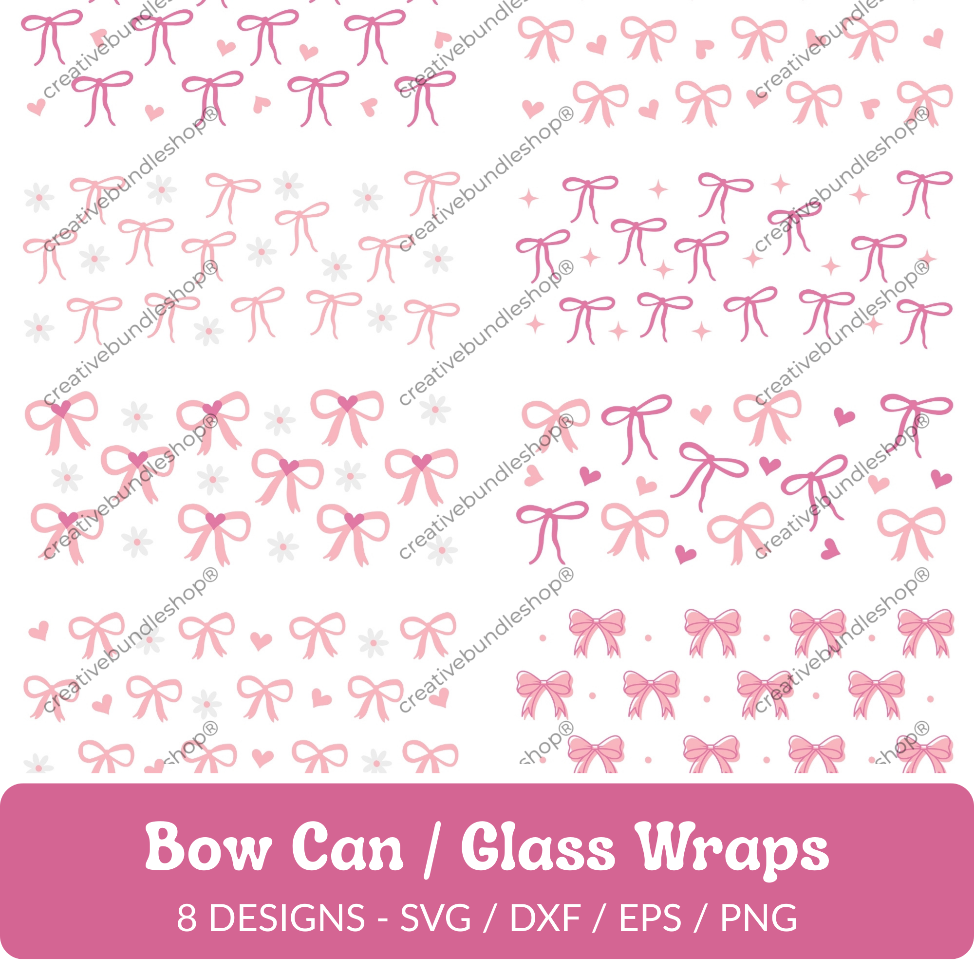Bow Can/Glass Wraps SVG Bundle - 8 Designs