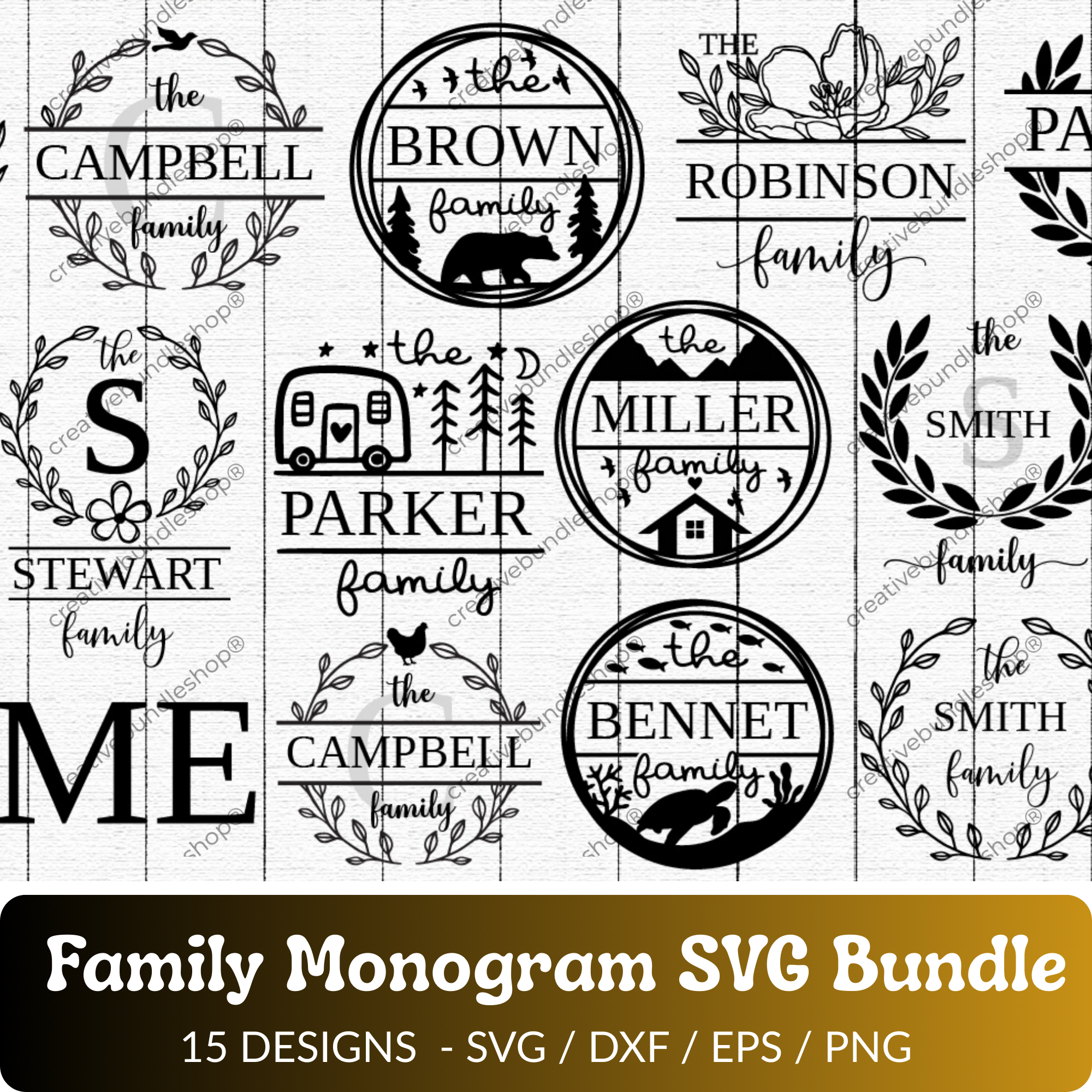 Family Monogram SVG Bundle - 15 Designs