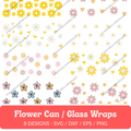 Flower Can/Glass Wraps SVG Bundle - 8 Designs