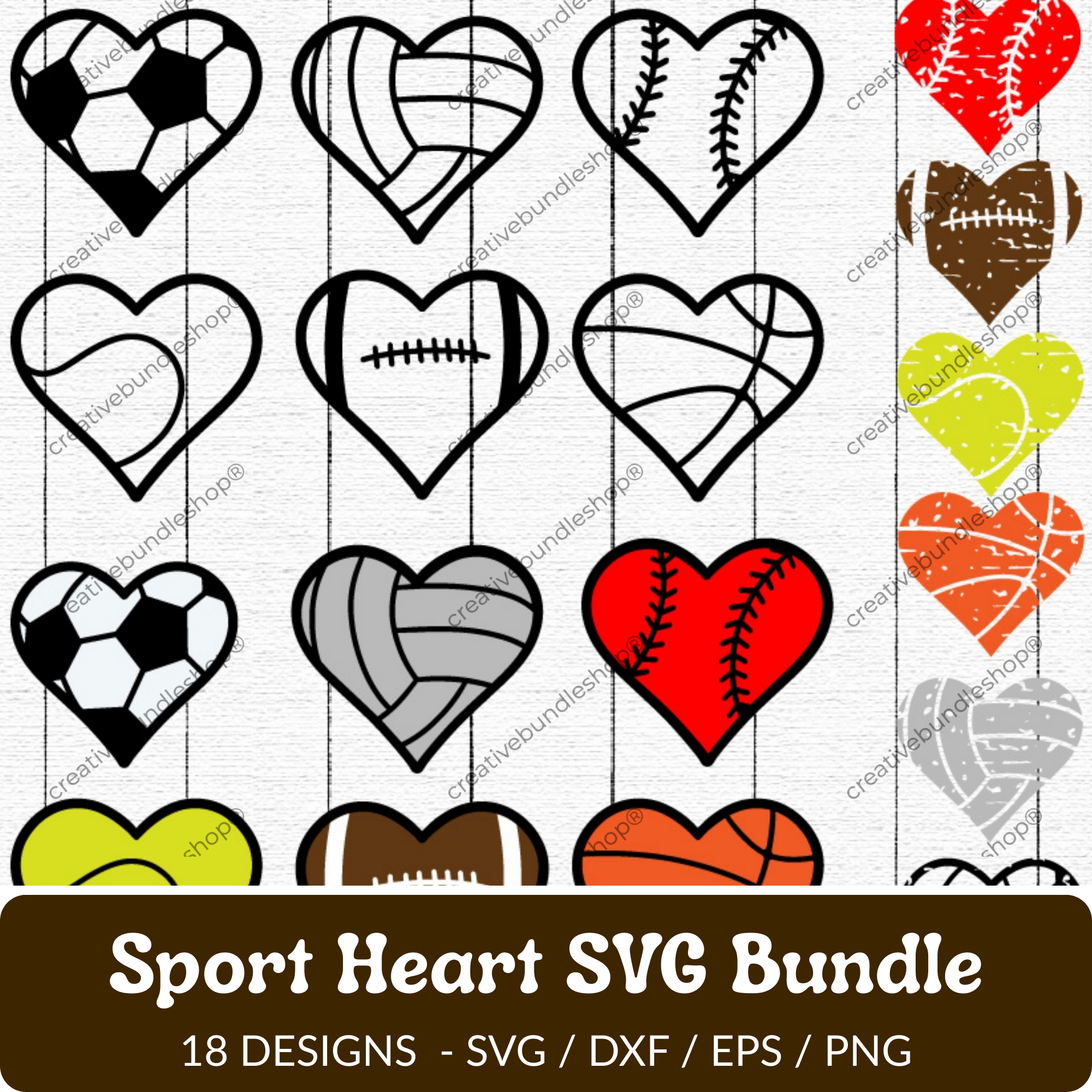 Sport Heart SVG Bundle - 18 Designs