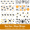 Bee Can/Glass Wraps SVG Bundle - 8 Designs