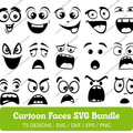 Cartoon Faces SVG Bundle - 75 Designs