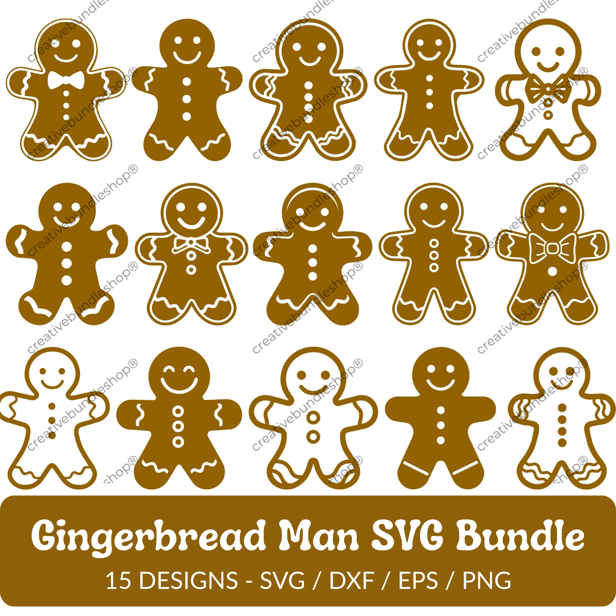 Gingerbread Man SVG Bundle - 15 Designs