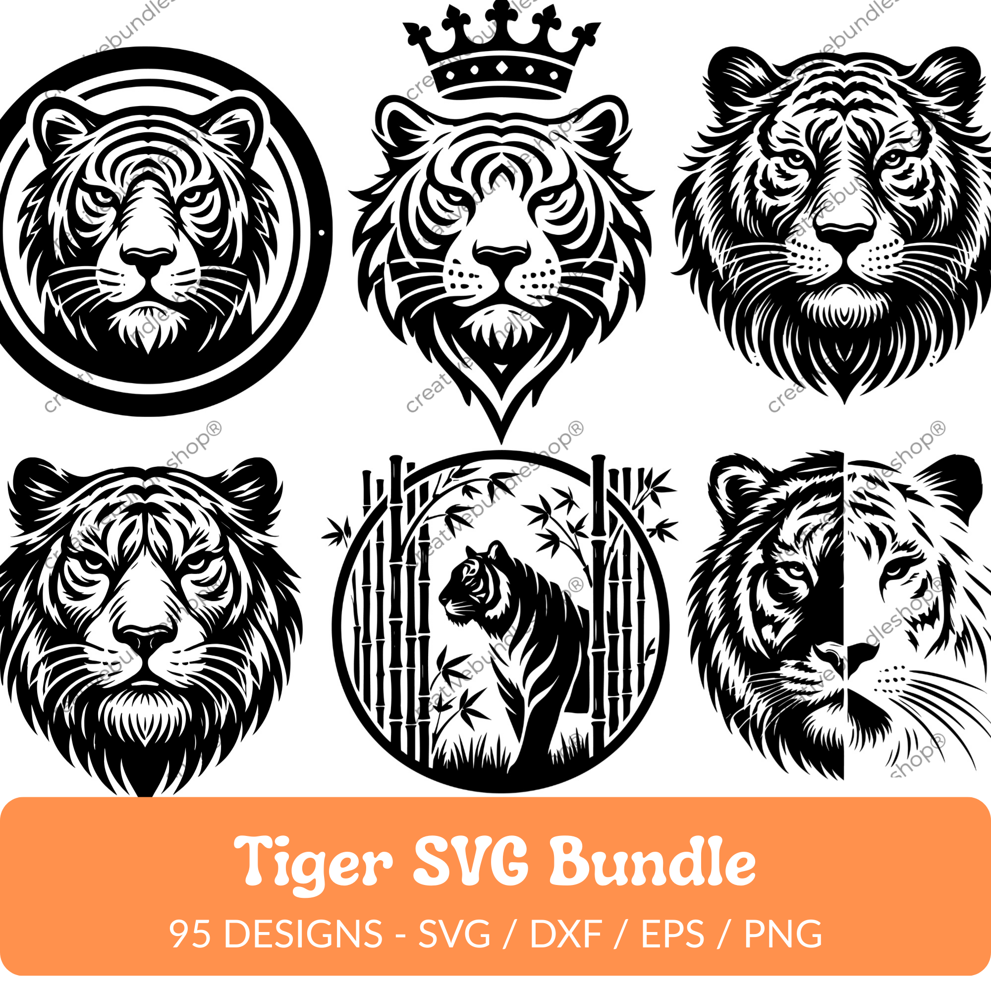 Tiger SVG Bundle - 95 Designs