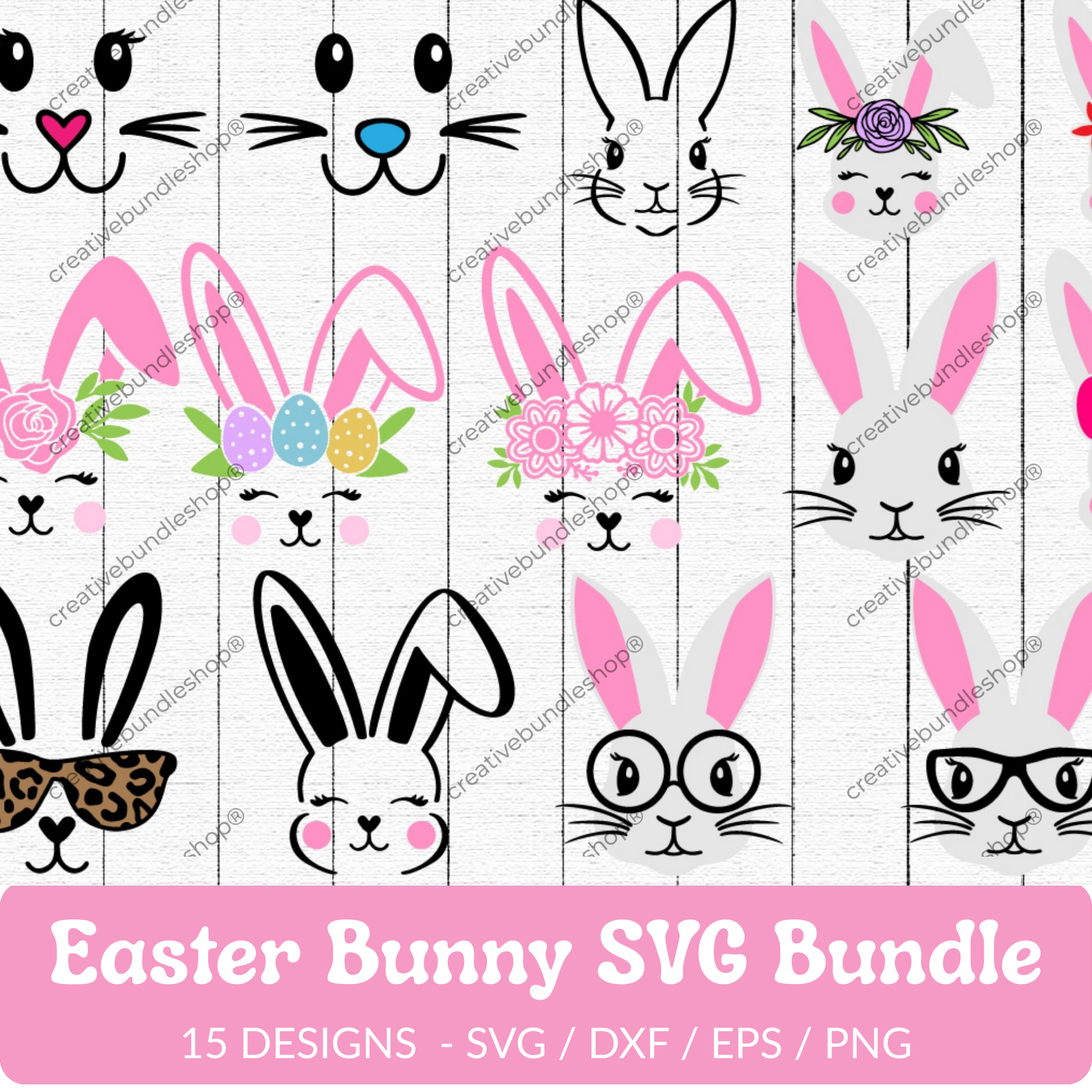 Easter Bunny SVG Bundle - 15 Designs