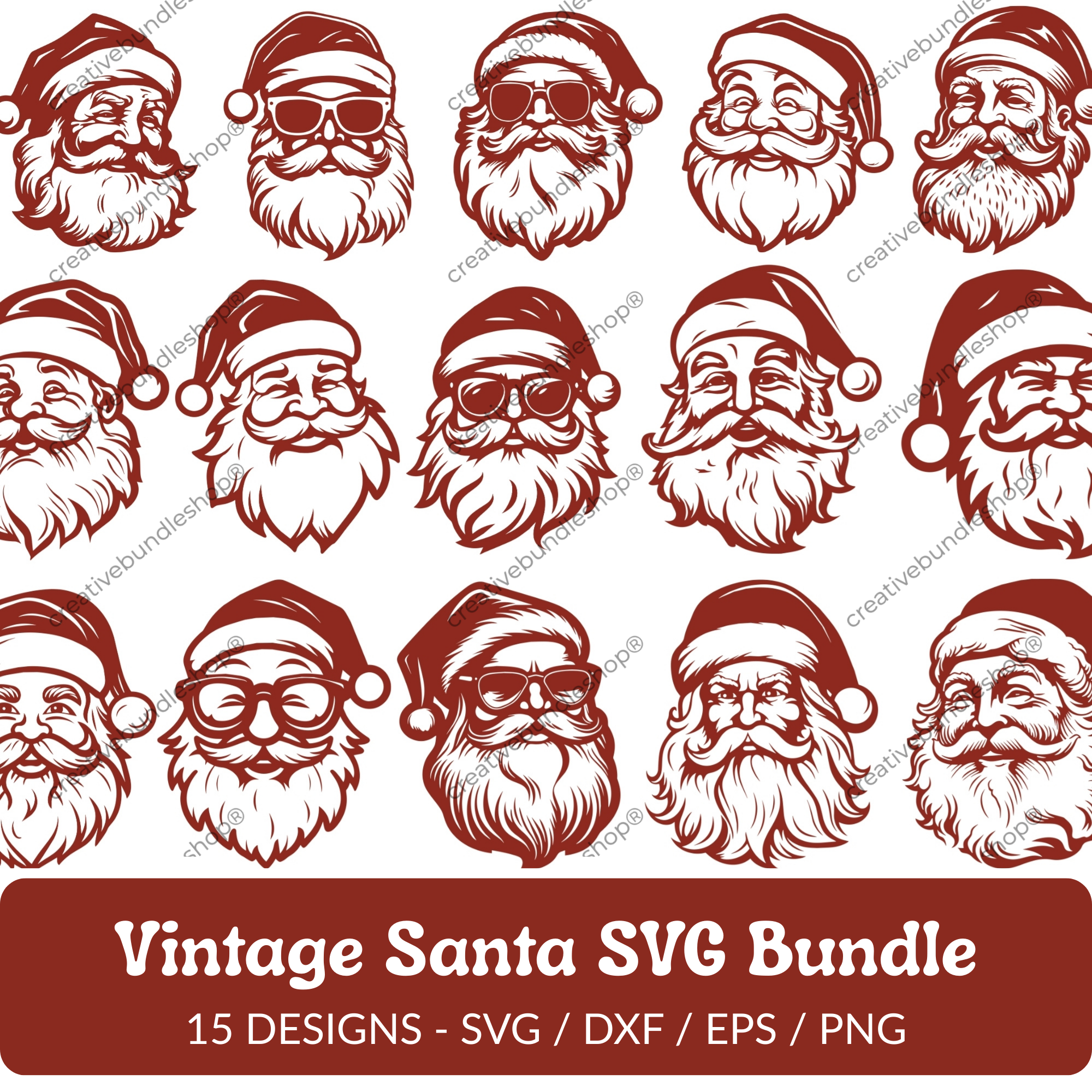 Vintage Santa SVG Bundle - 15 Designs