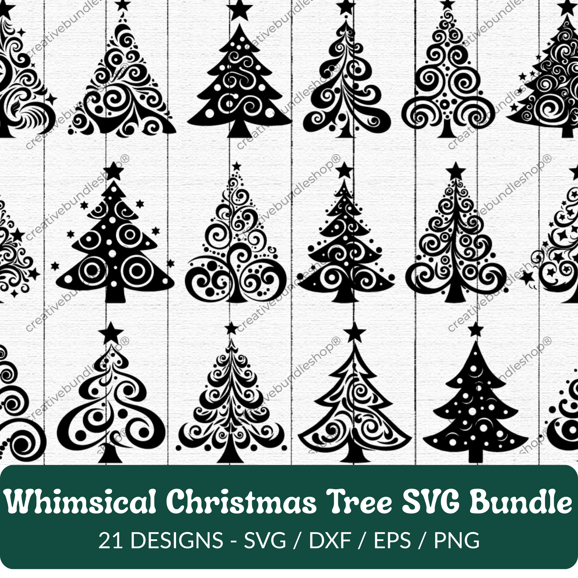Whimsical Christmas Tree SVG Bundle - 21 Designs