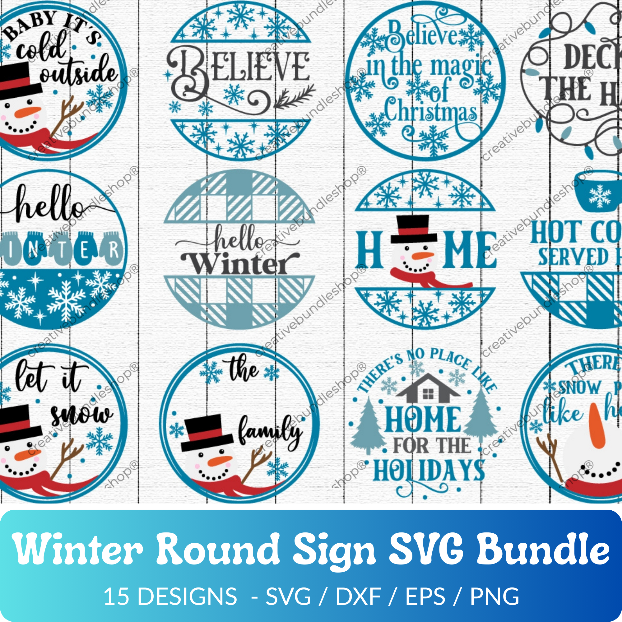 Winter Round Sign Bundle - 15 Designs