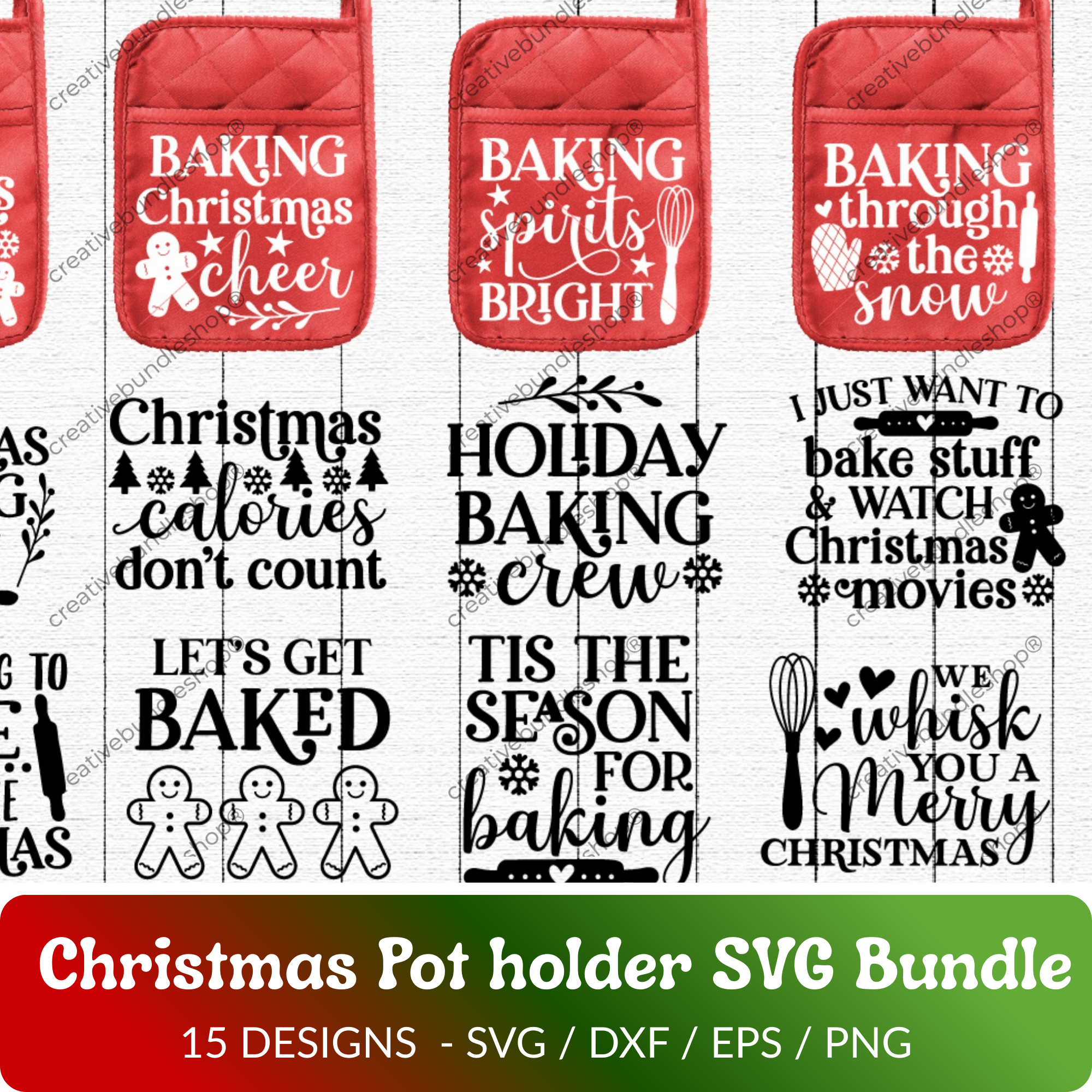 Christmas Pot Holder SVG Bundle - 15 Designs