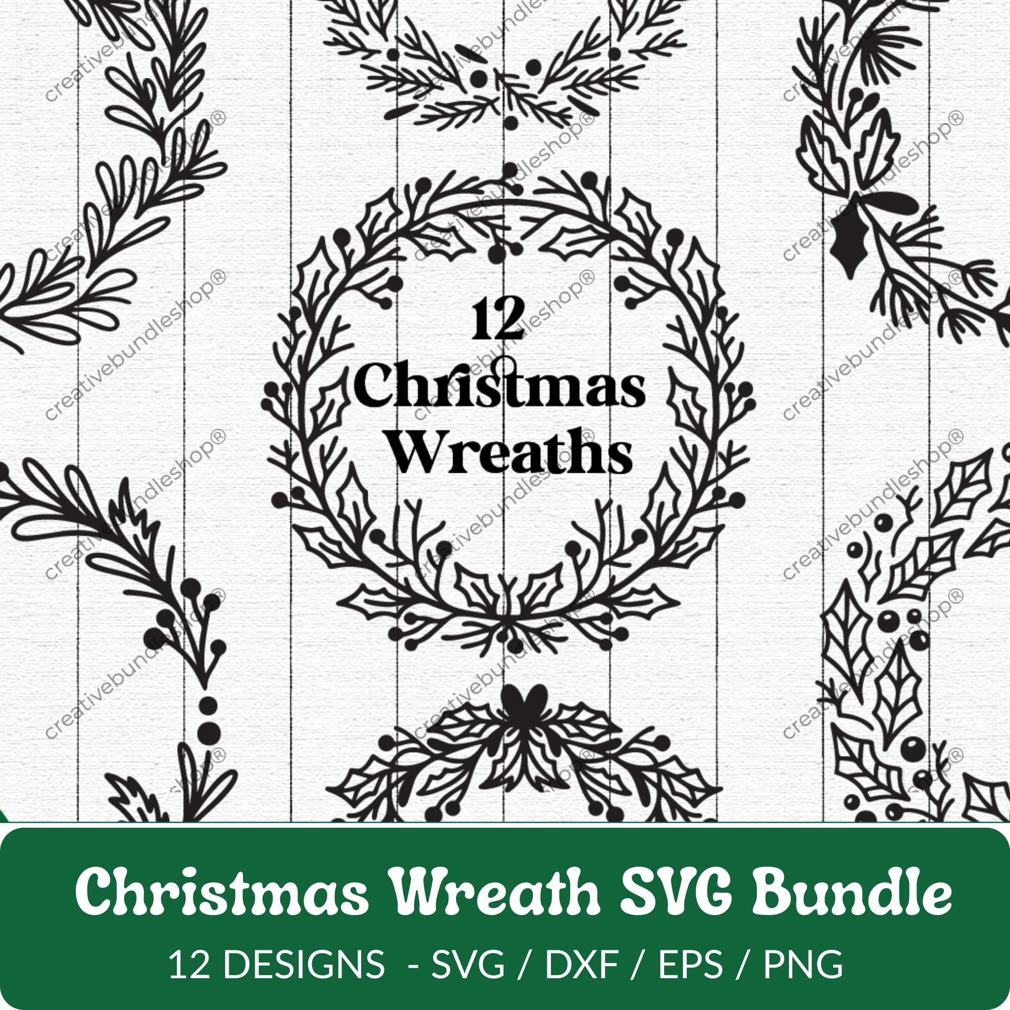 Christmas Wreath SVG Bundle - 12 Designs