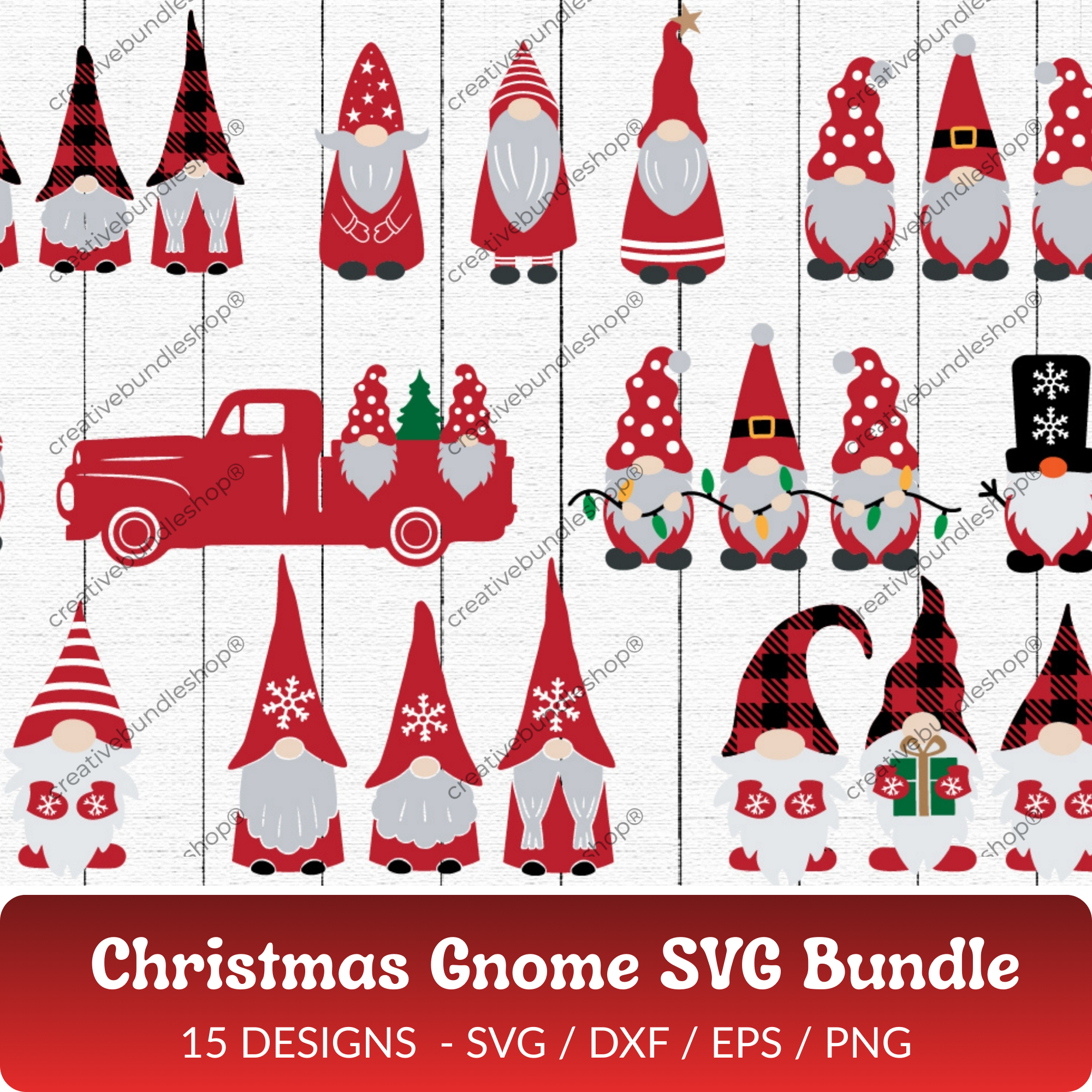 Christmas Gnome SVG Bundle - 15 Designs