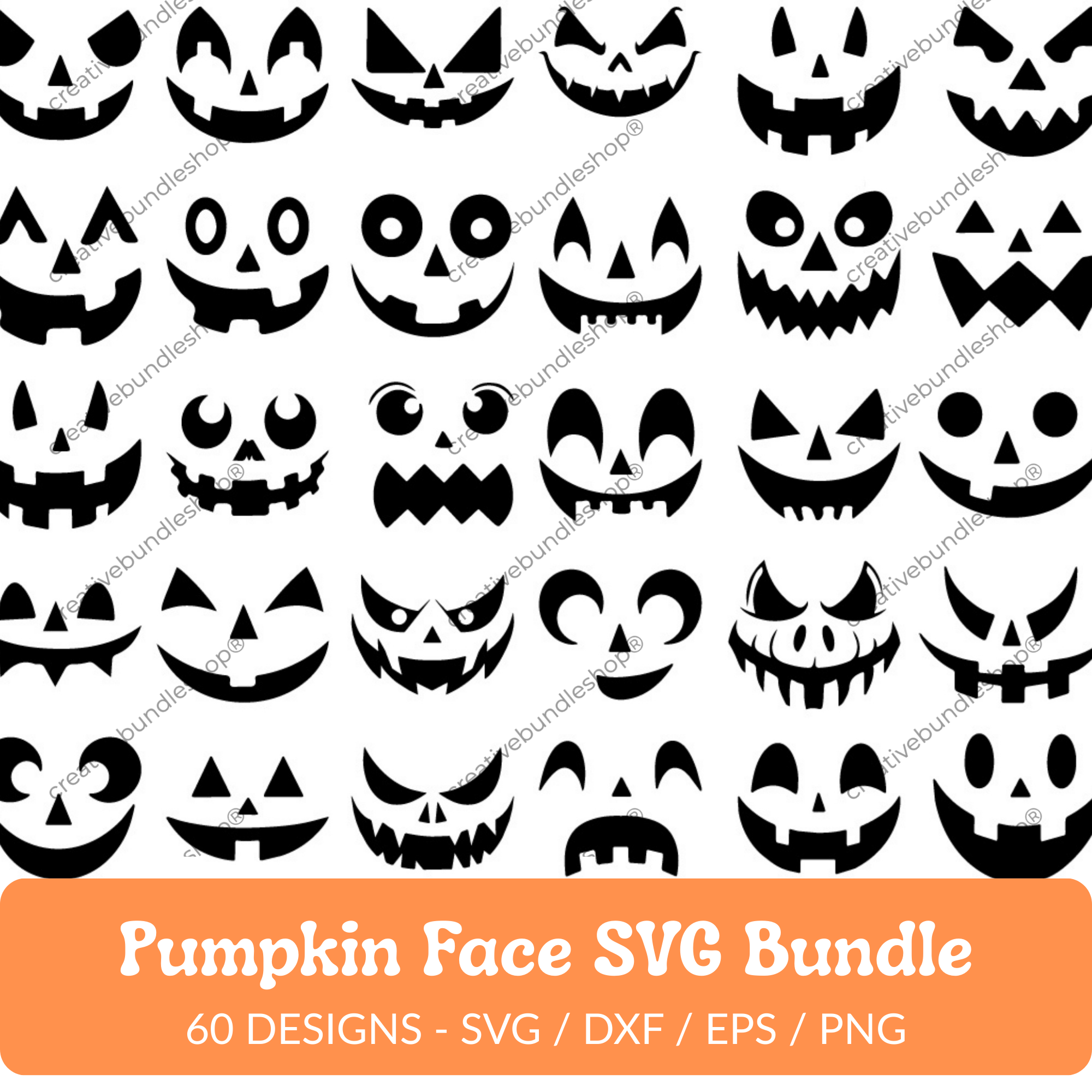 Pumpkin Face SVG Bundle - 60 Designs