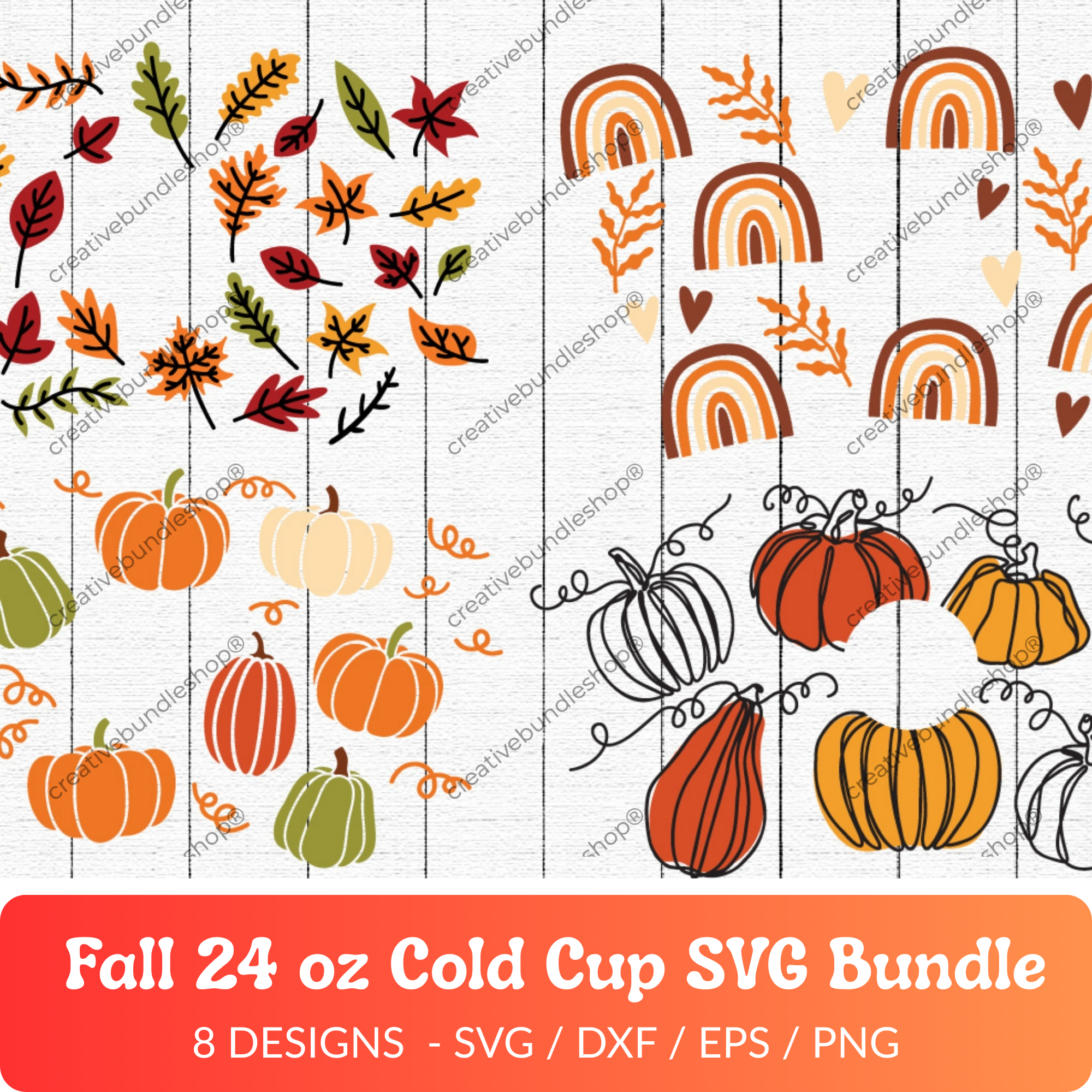 Fall 24 oz Cold Cup SVG Bundle - 8 Designs