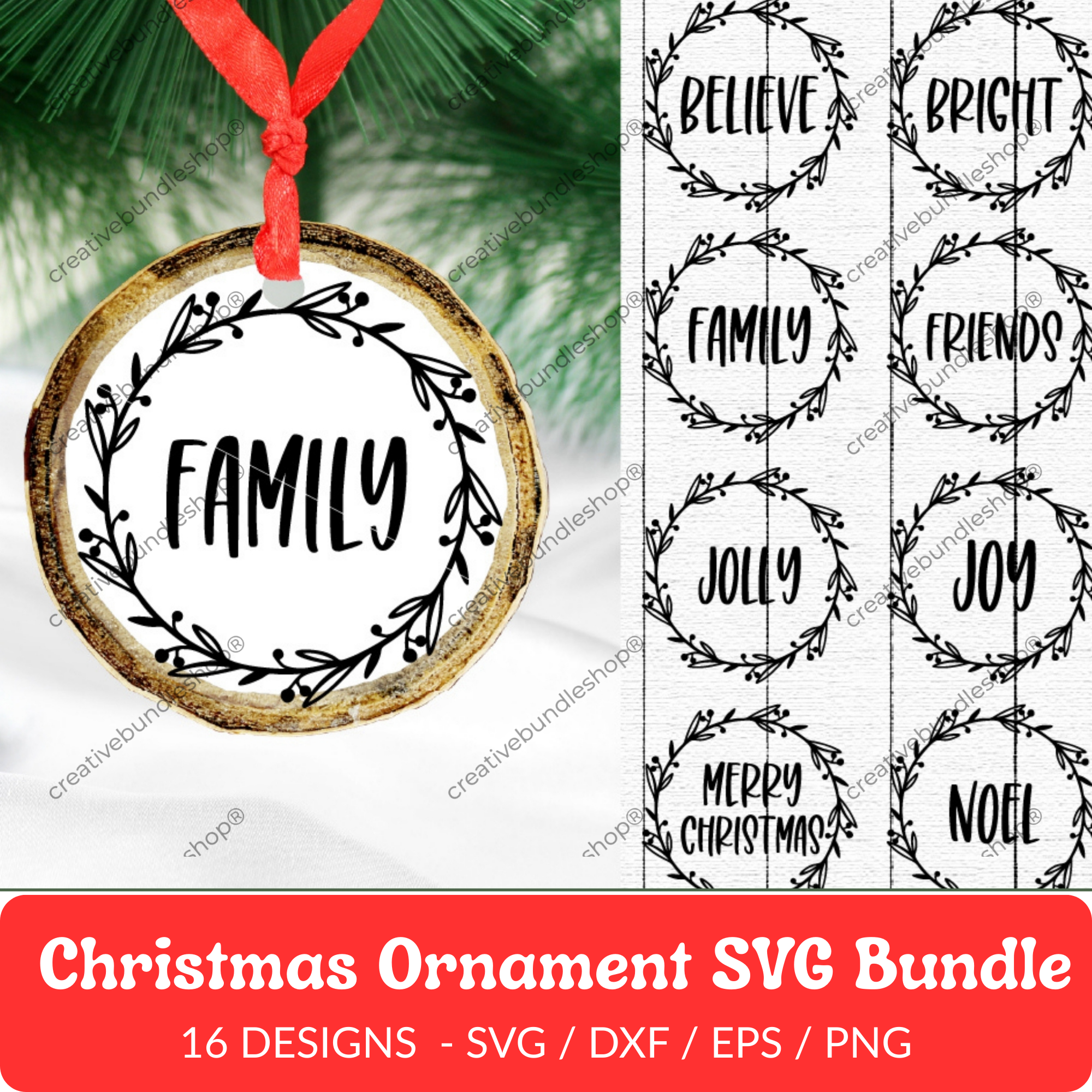 Christmas Ornament SVG Bundle - 16 Designs