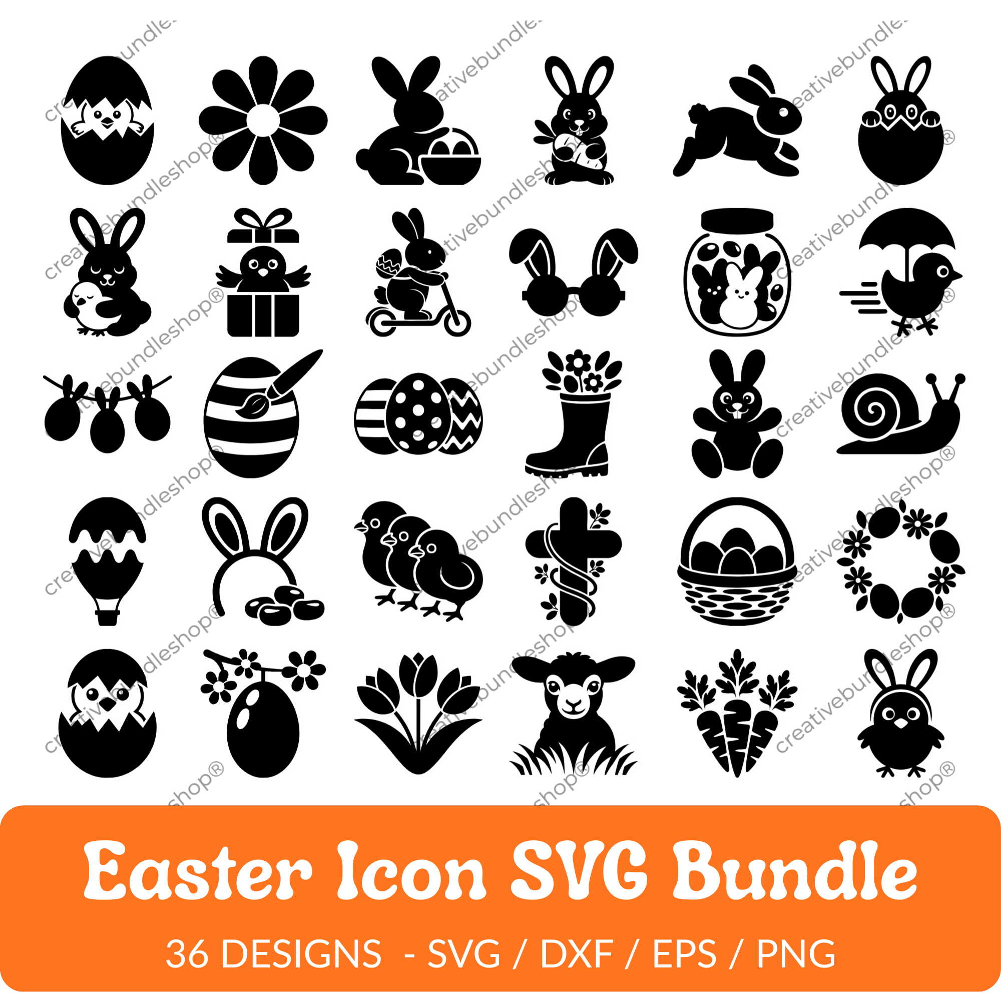 Easter Icon SVG Bundle - 36 Designs