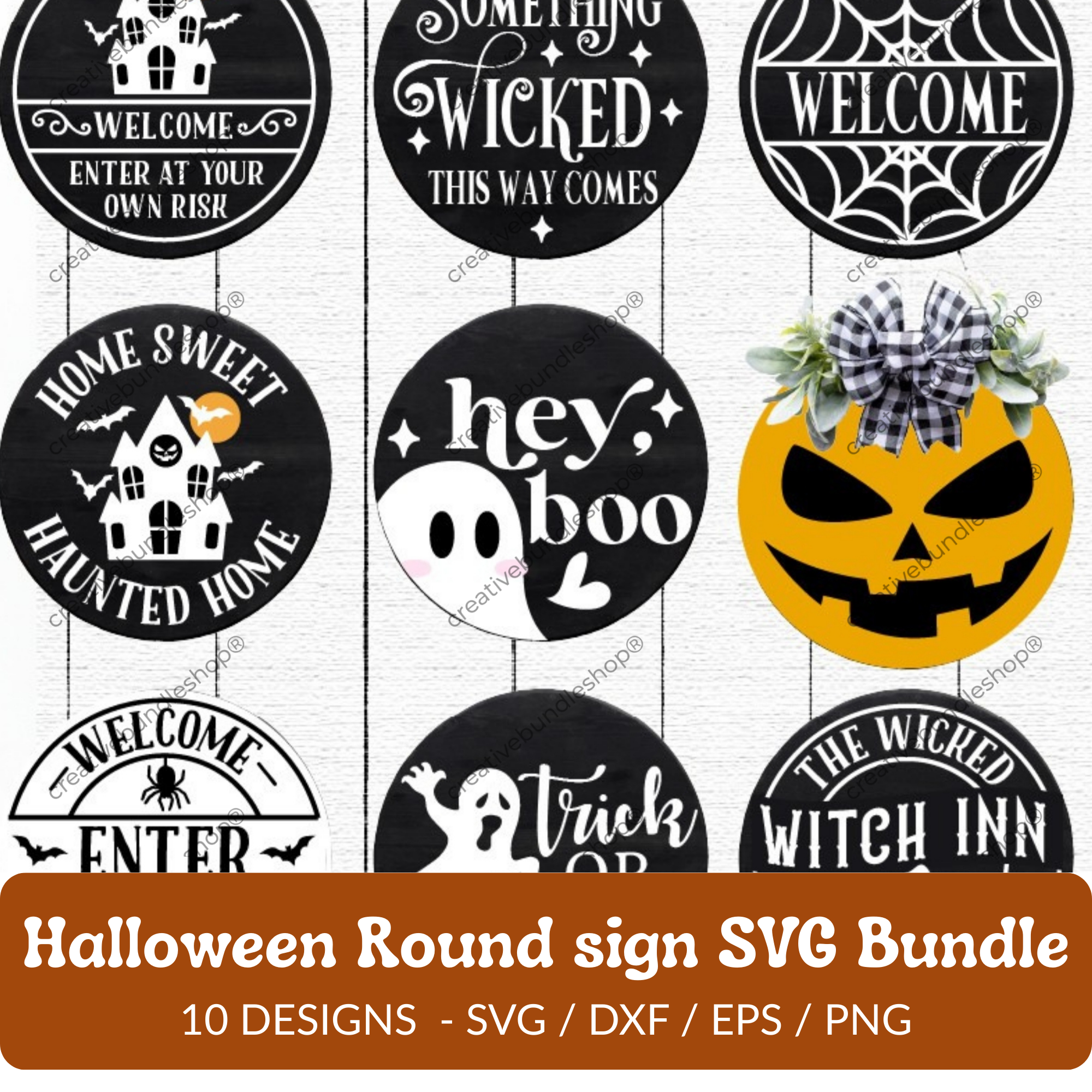 Halloween Round Sign SVG Bundle - 10 Designs