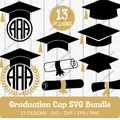 Graduation Cap SVG Bundle - 13 Designs