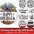 Christmas Round Sign SVG Bundle - 15 Designs