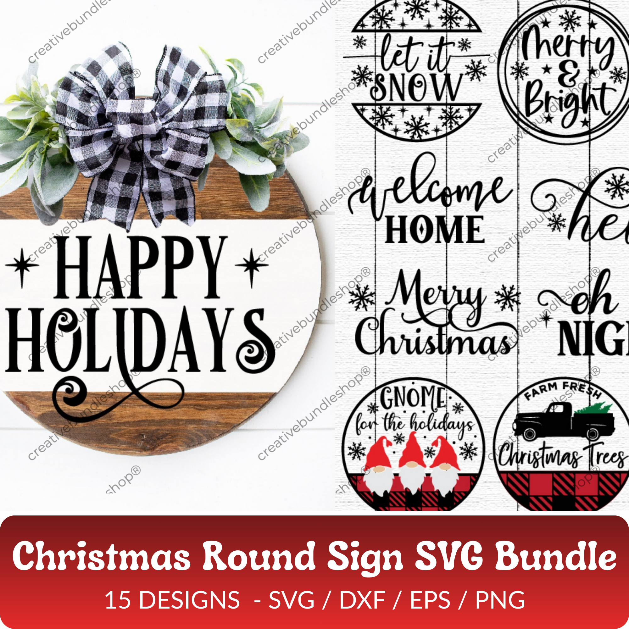 Christmas Round Sign SVG Bundle - 15 Designs