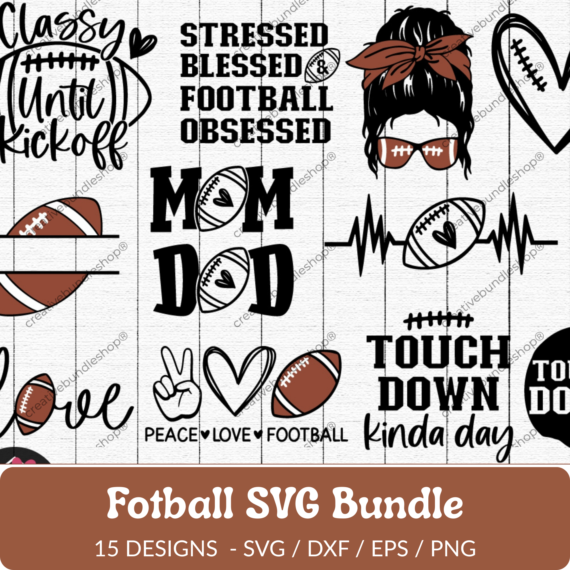 Football SVG Bundle - 15 Designs