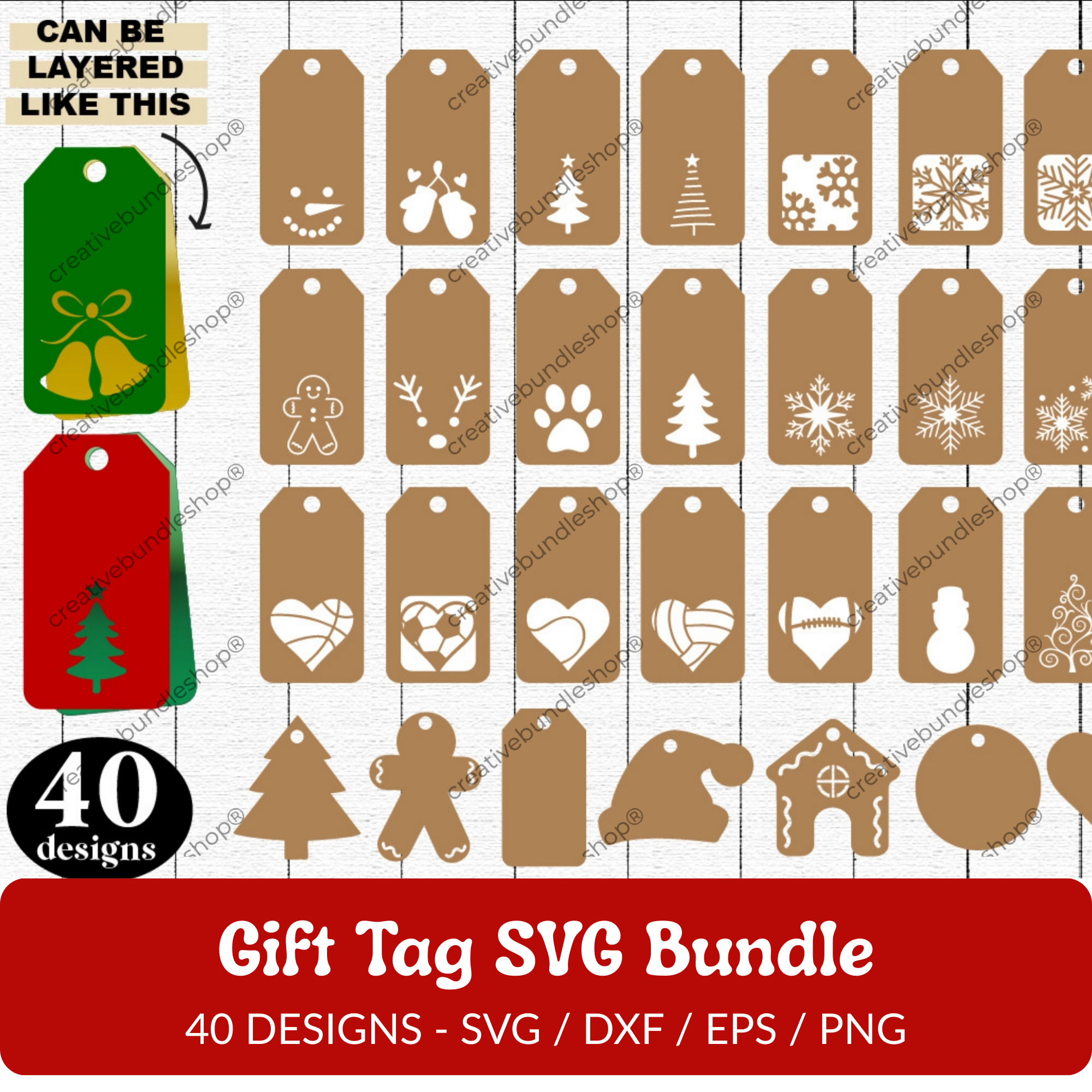 Gift Tag SVG Bundle - 40 Designs