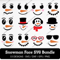Snowman Face SVG Bundle - 15 Designs