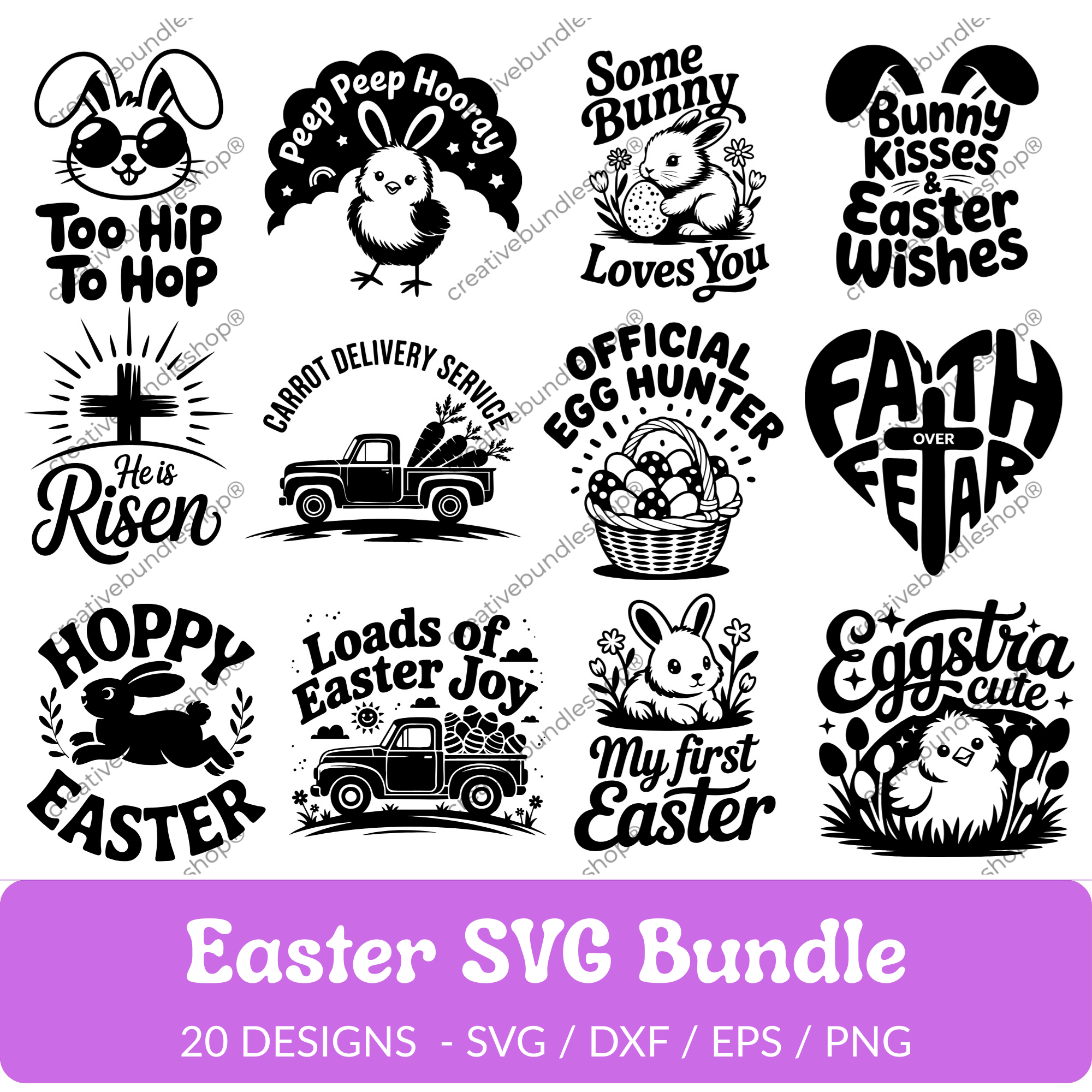 Easter SVG Bundle - 20 Designs
