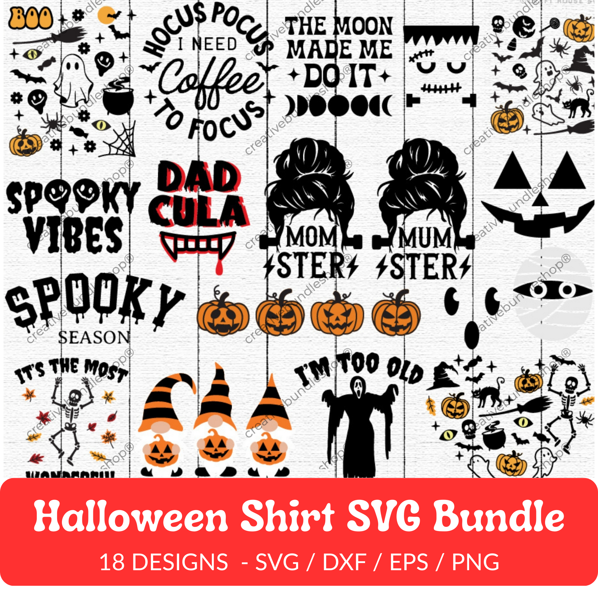 Halloween Shirt SVG Bundle - 18 Designs