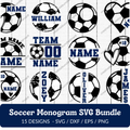 Soccer Monogram SVG Bundle - 15 Designs