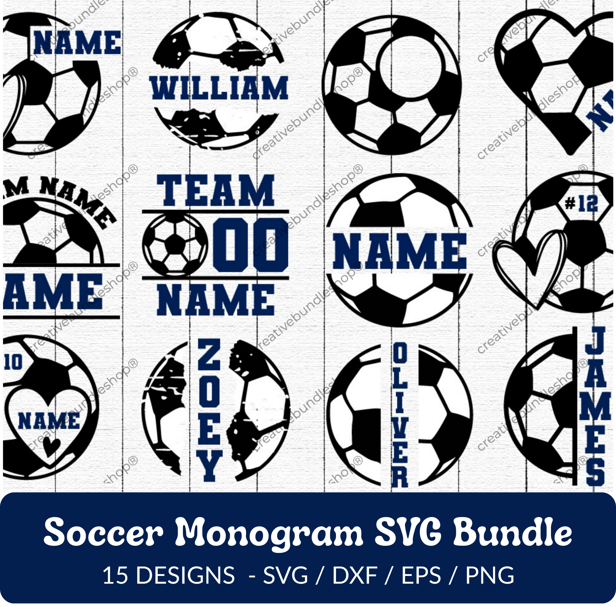 Soccer Monogram SVG Bundle - 15 Designs